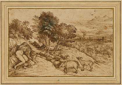 田园风光`Pastoral Scene (1565) by Titian