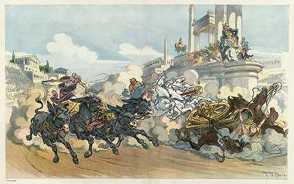战车比赛`The chariot race (1910) by Udo Keppler