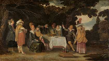 露天派对`An open~air Party (1615) by Esaias van de Velde