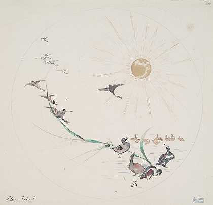 阳光充足。`Plein soleil. (1875) by Félix Bracquemond