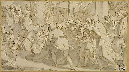 基督进入耶路撒冷`Christ Entering Jerusalem (1595~99) by Andrea Boscoli