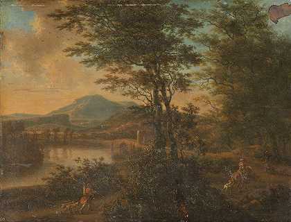 日落时的意大利风景`Italian Landscape at Sunset (1660 ~ 1692) by Willem de Heusch