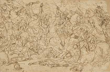 骑兵与步兵之战`Battle of Horsemen and Foot Soldiers (mid~16th century) by Guglielmo della Porta