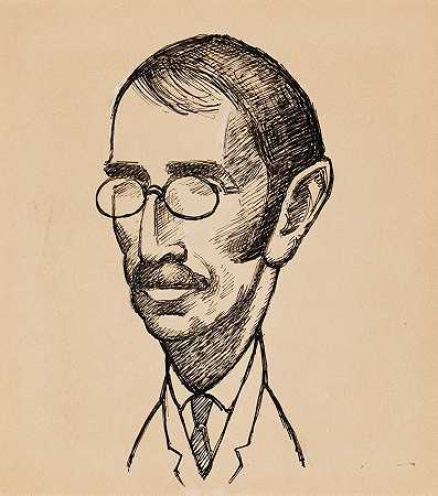 艺术家一阿兰克漫画`Artist Uno Alanco, caricature (1933) by Ilmari Aalto