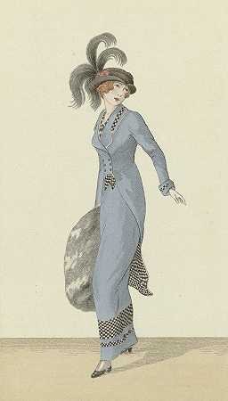 蓝色羊毛天鹅绒连衣裙`Robe en velours de laine bleu (1912)