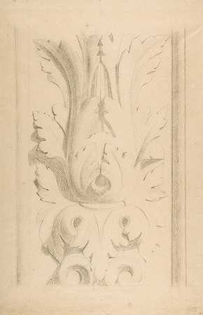 建筑主题双刺肉桂`Architectural Motif; Double Acanthus Fleuron (ca. 1875) by Georges Seurat