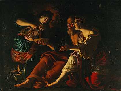 罗得和他的女儿们`Lot and his daughters by Giovanni Francesco Guerrieri