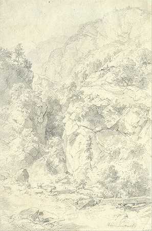 山地景观`Mountainous Landscape (1901) by Andreas Achenbach