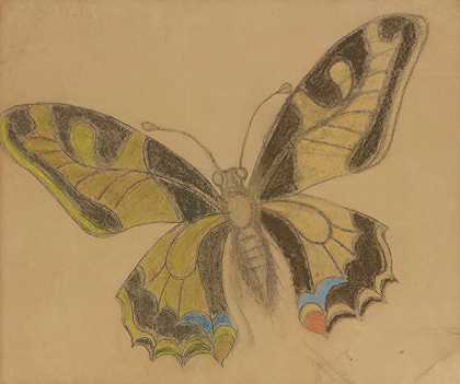 蝴蝶（东半球燕尾）`Butterfly (Old World Swallowtail) (1897~1898) by Stanisław Wyspiański
