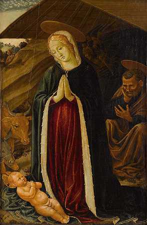 对基督孩子的崇拜`The Adoration of the Christ Child (1466) by Benozzo Gozzoli