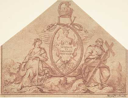 设计一幅带有信仰和希望人物的正面画`Design for a Frontispiece with Figures of Faith and Hope (1704–59) by Martin Tyroff