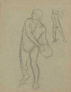 这幅画的两个男性裸体素描圣马提亚殉道`
Sketches of two male nudes for the painting ;Martyrdom of St. Matthias (1866~1867)  by Józef Simmler