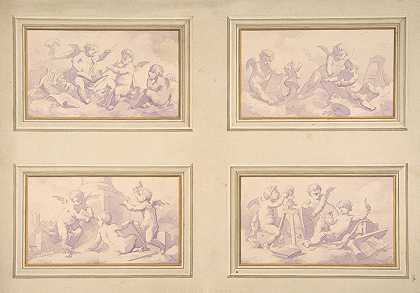 以艺术寓言为特色的设计`Designs featuring the allegories of the arts (19th Century) by Jules-Edmond-Charles Lachaise