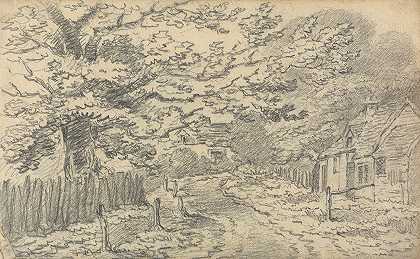 Potten End附近的乡村道路`Rural Road near Potten End (1811 to 1813) by Thomas Bradshaw