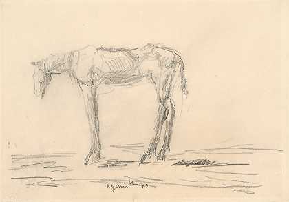 瘦弱的马`Emaciated Horse (1944) by Cyprián Majerník