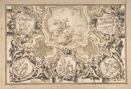 教堂天花板的设计`Design for a Church Ceiling (1700–1762) by Vincenzo dal Re