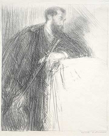 卢西恩·皮萨罗`Lucien Pissarro (1895) by Charles Haslewood Shannon