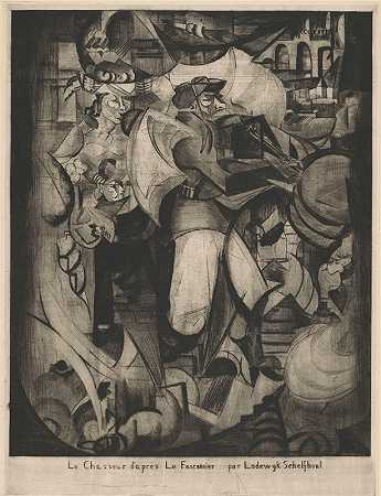 猎人，在猎鹰人亨利·维克托·加布里埃尔之后`Le Chasseur, after Henri Victor Gabriel Le Fauconnier (1891 ~ 1943) by Lodewijk Schelfhout