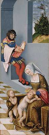 玛丽·萨洛米和西庇太，以及他们的儿子大圣詹姆斯和福音传道者圣约翰`Mary Salome and Zebedaeus with their sons St. James the Greater and St. John the Evangelist (1509) by Lucas Cranach the Elder
