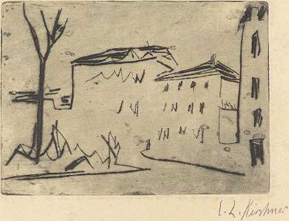 德累斯顿街角（德累斯顿大街）`Street Corner in Dresden (Strassenecke Dresden) (1909) by Ernst Ludwig Kirchner