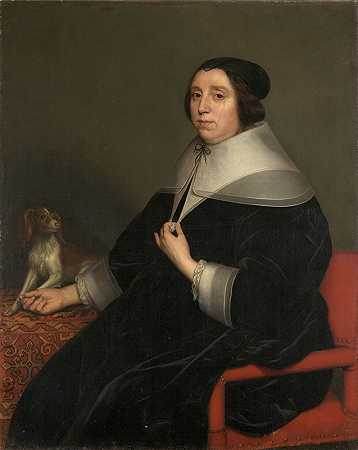 女人的肖像`Portrait of a Woman (1655) by Gerard van Honthorst