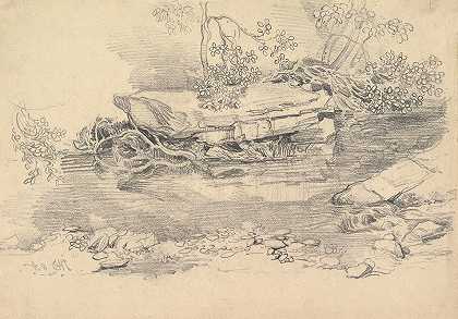 多岩石的小溪`A Rocky Stream (ca. 1811) by James Ward