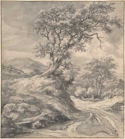 沙丘景观与橡树`Dune Landscape with Oak Tree (1650–55) by Jacob van Ruisdael