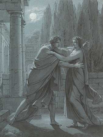 莱伊斯正在服用阿里斯蒂普`Lais Taking Aristipp by Surprise ca. 1801 (mid~18th–early 19th century) by Surprise ca. 1801 by Heinrich Friedrich Füger