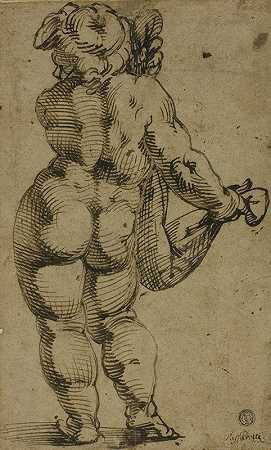 从后面看站着的Putto`Standing Putto Seen From the Back (1570~75) by Bartolomeo Passarotti
