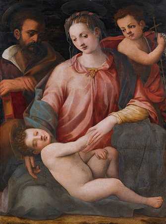 圣洁的家庭和婴儿圣约翰浸礼会`The Holy Family With The Infant Saint John The Baptist by Michele Tosini