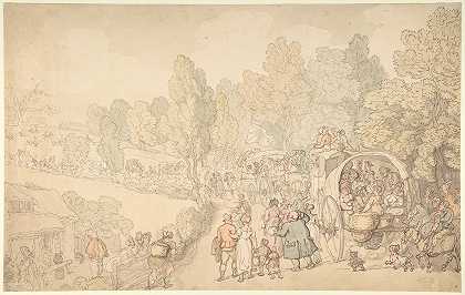 埃塞克斯州费尔洛普费尔`Fairlop Fair, Essex (ca. 1816) by Thomas Rowlandson