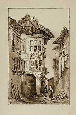 乡村街景`Rustic Street Scene (1831) by Elizabeth Murray