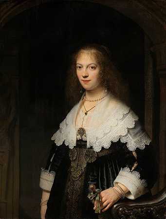 一个女人的肖像，可能是玛丽亚·特里普`Portrait of a Woman, Possibly Maria Trip (1639) by Rembrandt van Rijn
