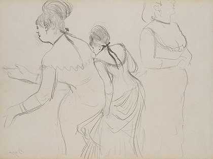 咖啡馆歌手的素描`Sketches of a Café Singer (1877) by Edgar Degas