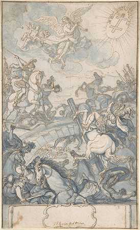 康斯坦丁米尔维安大桥的战斗`Constantines Battle at the Milvian Bridge (1722) by Georg Philipp Rugendas