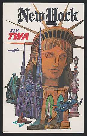 纽约——环球航空公司`New York – Fly TWA (1970) by David Klein