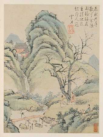 季节风景专辑，叶A（前叶4）`Album of Seasonal Landscapes, Leaf A (previous leaf 4) (1668) by Xiao Yuncong