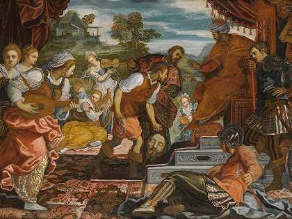 大卫的胜利`The Triumph Of David by Domenico Tintoretto