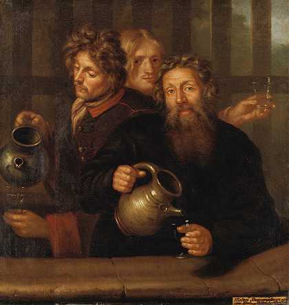 麦德维井的井主和他的两个儿子`Brunnsmmästaren vid Medevi brunn och hans båda söner (1686) by David Klöcker Ehrenstrahl