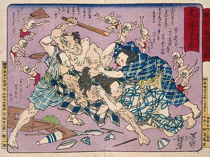 不听话的妻子和其他人从善恶的道德教训中吸取教训`Disobedient Wife and others from Moral Lessons of Good and Evil (1880) by Tsukioka Yoshitoshi