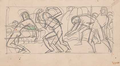 与相关的草图和图纸德国过去的士兵，`Sketches and drawings related to ;Der Soldat in der deutschen Vergangenheit, by George Liebe (1915) by George Liebe by Winold Reiss
