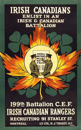 爱尔兰加拿大人。加入爱尔兰&amp加拿大营`Irish Canadians. Enlist in an Irish & Canadian battalion (1915)