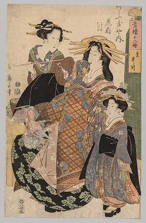 两个女人和一个女孩`Two Women and a Girl (1800~1829) by Kikukawa Eizan