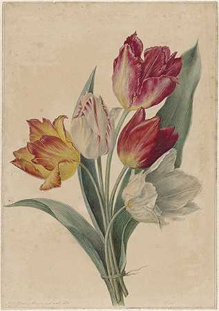 一束郁金香`Bouquet of Tulips (1831 ~ 1900) by Jan Jacob Goteling Vinnis