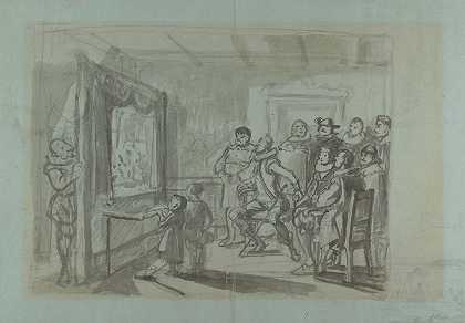 唐吉诃德和其他参加彼得大师布袋戏`Don Quixote and Others Attending Master Peters Puppet Show (ca. 1865) by Wilhelm Marstrand