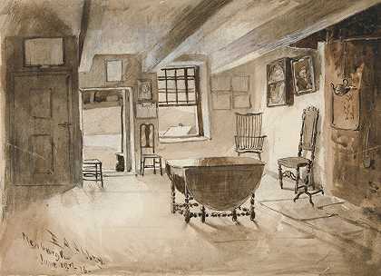 学习华盛顿总部位于纽约纽堡`Study for ;Washington’s Headquarters at Newburgh, New York by Edwin Austin Abbey