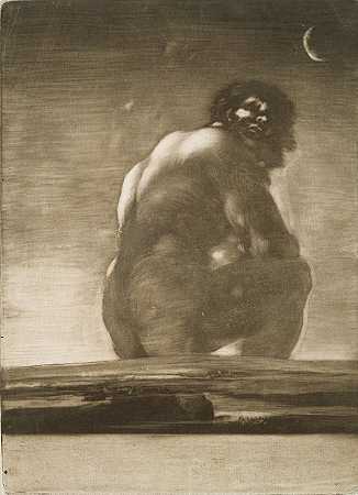 坐着的巨人`Seated Giant (1818) by Francisco de Goya