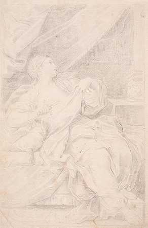 Lukretia把匕首刺进她的胸膛`Lukretia, der støder dolken i sit bryst (1671 – 1738) by Hendrik Krock