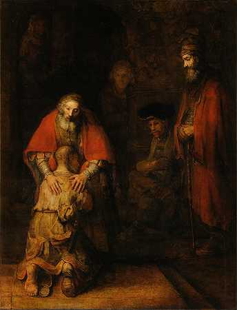 浪子归来`Return of the Prodigal Son (1668) by Rembrandt van Rijn