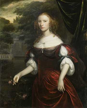 女人的肖像`Portrait of a Woman (1667) by Herman Verelst
